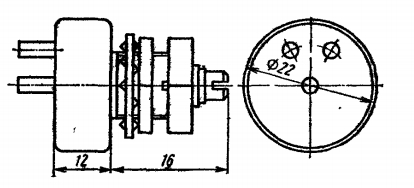 СП4-2Мб 1W(Ватт) 330kΩ(кОм)±20%-А, ВС2-16 сплошной с шлицем Резистор переменный (потенциометр), фото