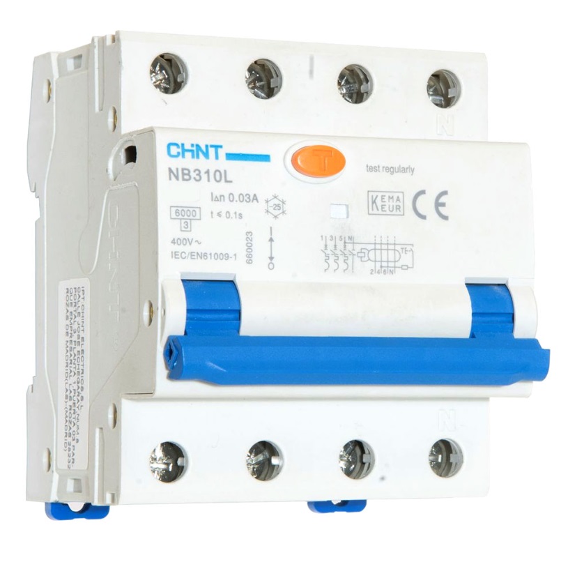 NB310L/3N 3P+N 25A 30mA, тип A, х-ка C, 6kA CHINT, фото