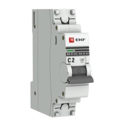 Выключатель автоматический модульный 1п C 2А 4.5кА ВА 47-63 PROxima EKF mcb4763-1-02C-pro, EKF, фото