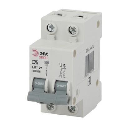 SIMPLE-mod-14 ЭРА SIMPLE Автоматический выключатель 2P 25А (C) 4,5кА ВА 47-29, фото