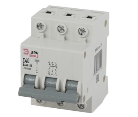 SIMPLE-mod-25 ЭРА SIMPLE Автоматический выключатель 3P 40А (C) 4,5кА ВА 47-29, фото