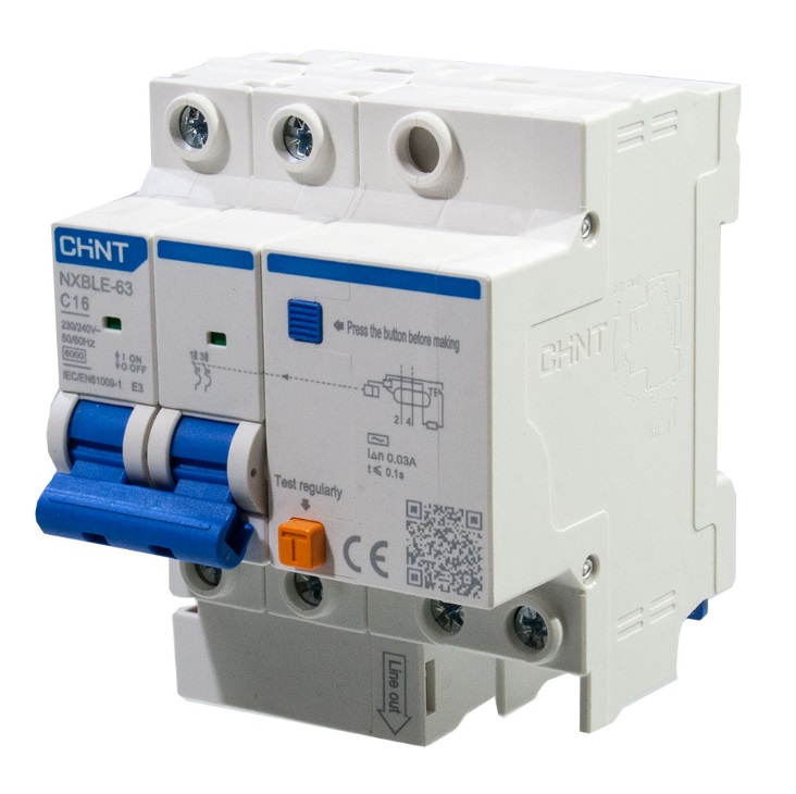 NXBLE-63 2P C16 30mA тип AC 6kA CHINT, фото