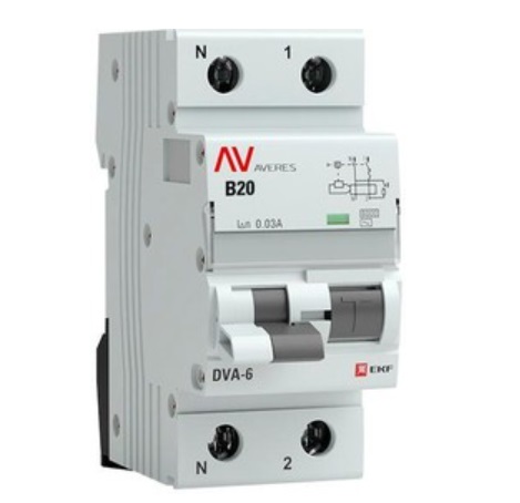 DVA-6 Averes 2п (1P+N) B 20А 30мА тип AC 6кА EKF, фото