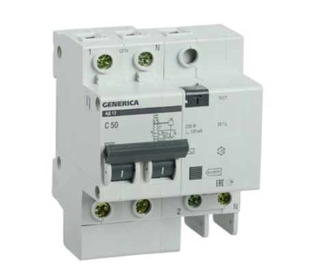 АД12 50A тип C 4.5kA 100мА AC 2П 230В IEK GROUP, фото