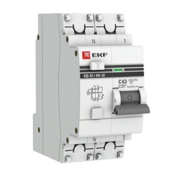 АД-32 2п (1P+N) C 63А 300мА тип AC 4.5кА защита 270В электрон. PROxima EKF, фото