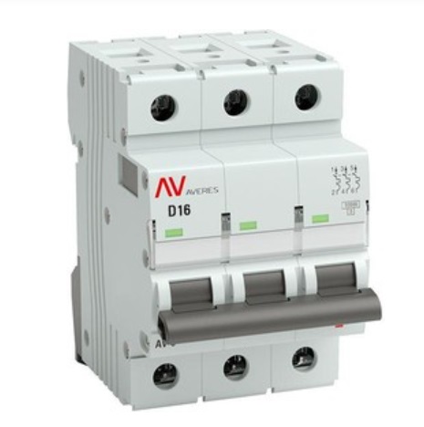 Выключатель автоматический модульный 3п D 16А 10кА AV-10 AVERES EKF mcb10-3-16D-av, фото