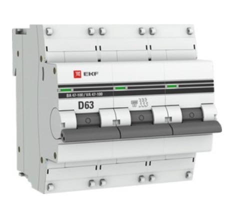 Автоматический выключатель 3P 63А (D) 10kA ВА 47-100 PROxima mcb47100-3-63D-pro, фото