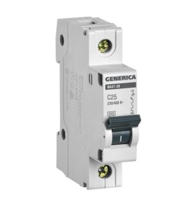 Выключатель автоматический модульный 1п C 25А 4.5кА ВА47-29 GENERICA MVA25-1-025-C, , фото