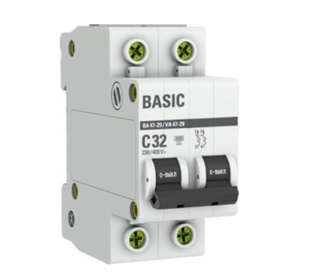 Автоматический выключатель 2P 32А (C) 4,5кА ВА 47-29 Basic EKF, фото