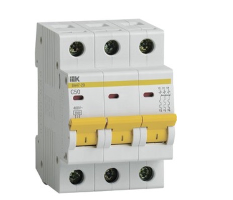 Выключатель автоматический модульный 3п C 50А 4.5кА ВА47-29 IEK, фото
