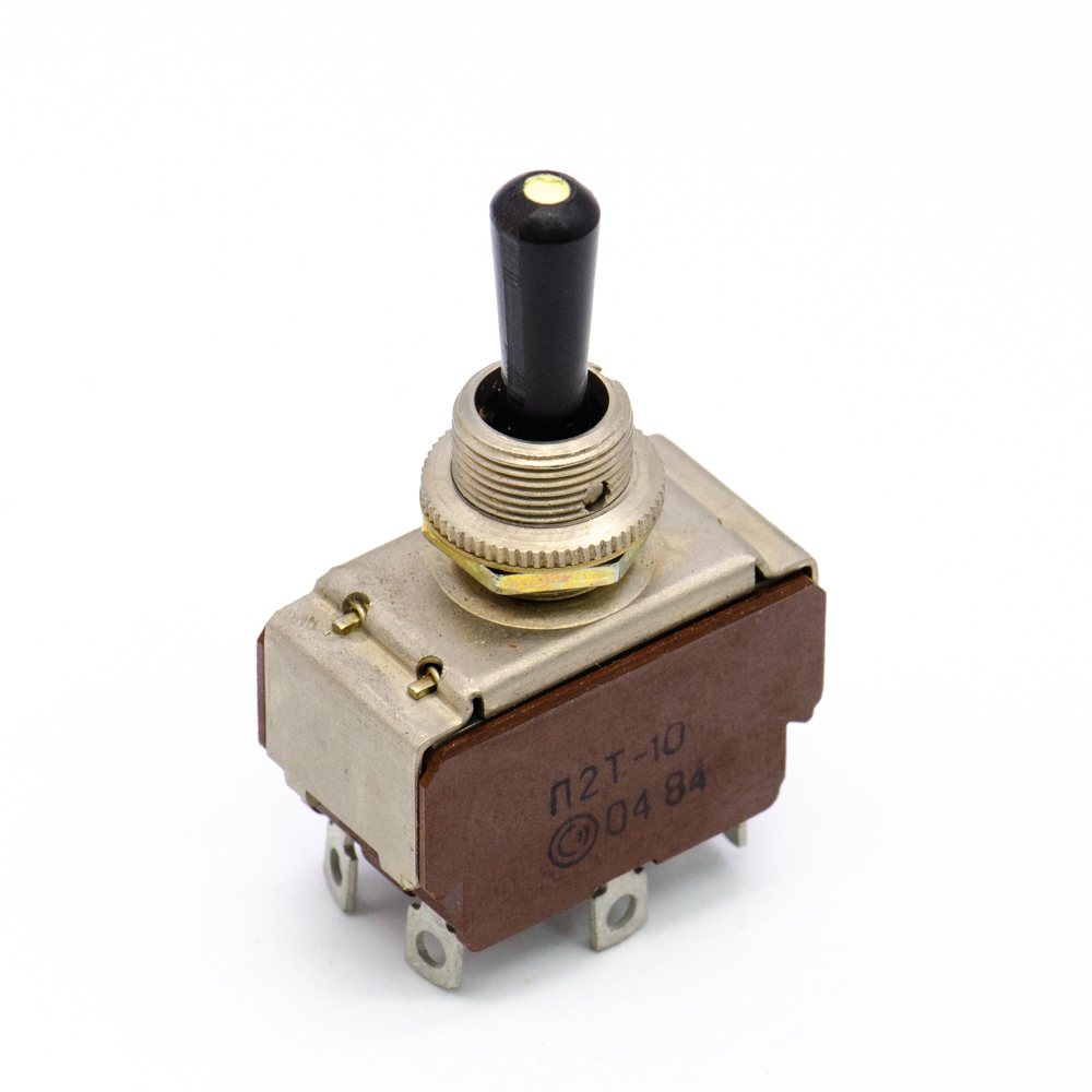 П2Т-10 (on)-off-on, 6A(Ампер) 250V(Вольт) Тумблер двухполюсный, пайка, АГ0.360.406ТУ, фото