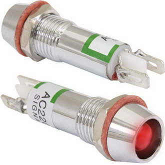 L-615-R 220VAC(Вольт) Ø8mm Лампа индикаторная светодиодная красная металл, Ruichi, фото
