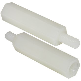 HTS-320 Стойка для печатной платы шестигранная, нейлон, внутр. резьба М3х0,5, наружная резьба М3х0,5, длина L 20+6mm, 1 отв. под винт/1 винт, Ruichi, фото