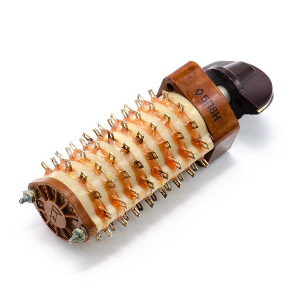 П2Г3-5П8Н 5 положений 8 направлений 2A(Ампер) 220V(Вольт) вал ОС-6 (гладкий с конической лыской с резьбой) Переключатель галетный, ЦЭ0.360.016 ТУ , фото