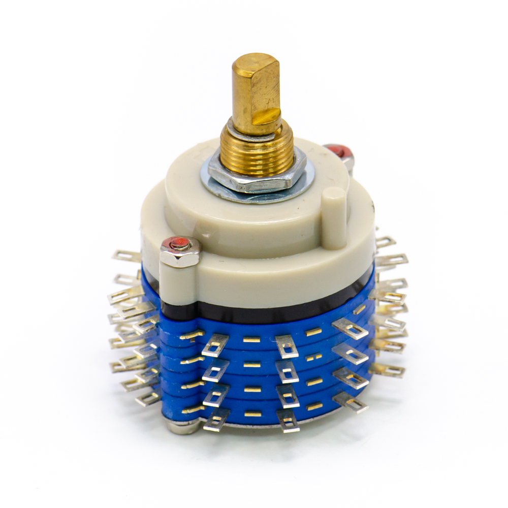 RCL371-4-8-6-16F 6 положений 8 направлений 0,5A(Ампер) 30V(Вольт) вал 16mm (F - гладкий сплошной с прямой лыской) Переключатель галетный, фото