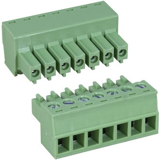 15EDGK-3.81-07P-14-00A(H) 8A(Ампер) 300V(Вольт) 7 контактов, шаг 3,81mm. 1 ряд контактов Клеммник разъемный винтовой, на кабель, DEGSON, фото