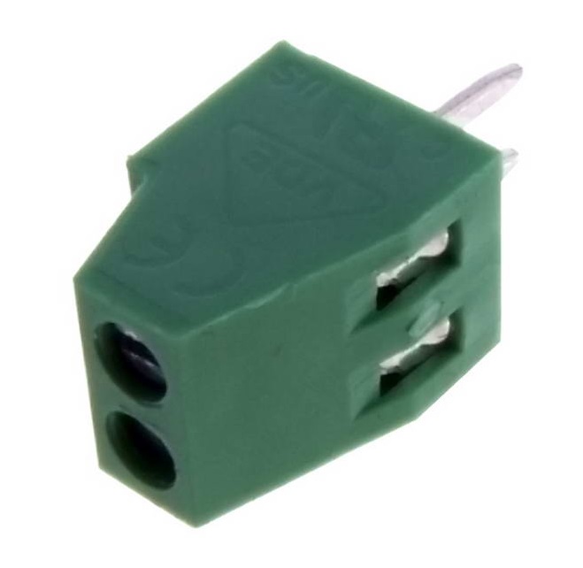 RG308-2.54-02P 6A(Ампер) 300V(Вольт) 2 контакта, шаг 2,54mm, 1 ряд контактов Клеммник винтовой. на плату, RUICHI, фото