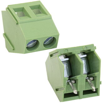 RG103-5.0-02P 10A(Ампер) 300V(Вольт) 2 контакта, шаг 5,0mm, 1 ряд контактов Клеммник винтовой, на плату, RUICHI, фото