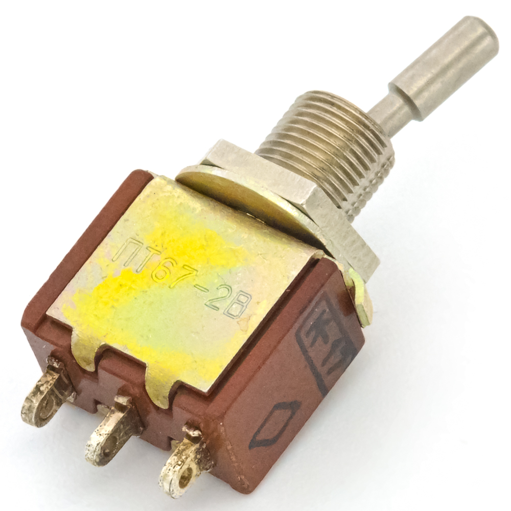 ПТ67-2В on-on, 6A(Ампер) 250V(Вольт) Микротумблер однополюсный, пайка, ОЮ0.360.028ТУ, фото