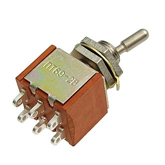 ПТ69-2В on-on, 6A(Ампер) 250V(Вольт) Микротумблер двухполюсный, пайка, АГ0.360.408ТУ, 2020г, фото