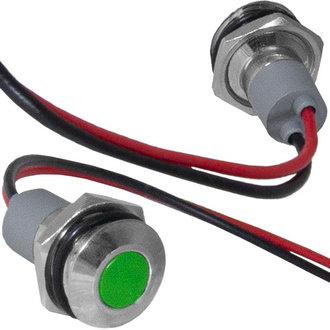 GQ10WF-G 12-24VDC(Вольт) Ø10mm Лампа индикаторная светодиодная зеленая металл, Ruichi, фото