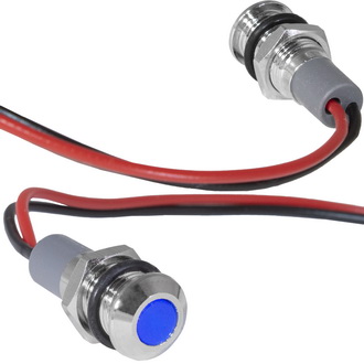 GQ8WF-B 12-24VDC(Вольт) Ø8mm Лампа индикаторная светодиодная синяя металл, Ruichi, фото