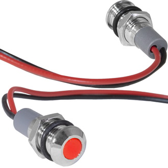 GQ8WF-R 12-24VDC(Вольт) Ø8mm Лампа индикаторная светодиодная красная металл, Ruichi, фото