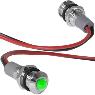 GQ8WR-G 12-24VDC(Вольт) Ø8mm Лампа индикаторная светодиодная зеленая металл, Ruichi, фото