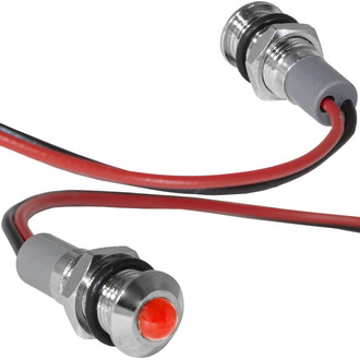 GQ8WR-R 12-24VDC(Вольт) Ø8mm Лампа индикаторная светодиодная красная металл. Ruichi, фото