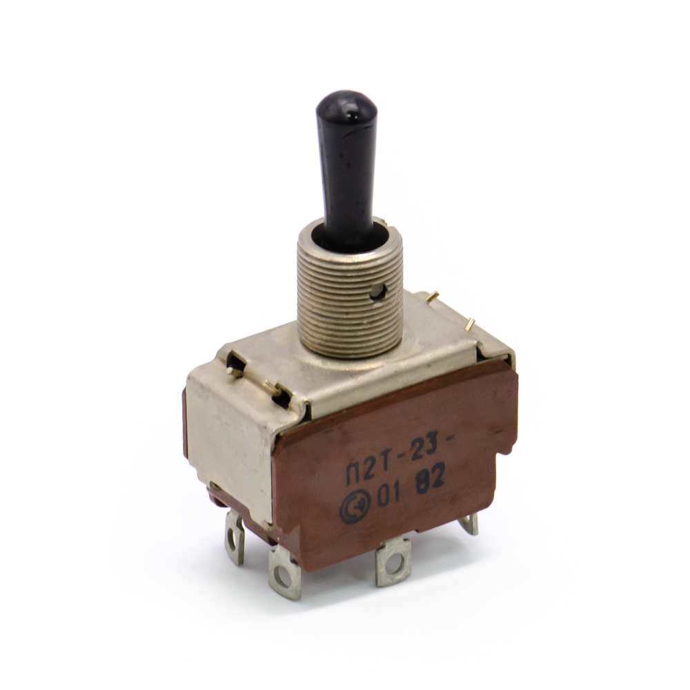 П2Т-23 (on)-off-(on), 6A(Ампер) 250V(Вольт) Тумблер двухполюсный, пайка, ВТ0.360.002ТУ, фото