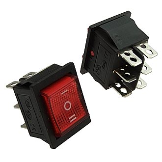 KCD4-601-C R/6P on-off-on, 15A 250V Переключатель клавишный, фото