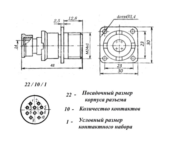 2РМТ22БПЭ10Г1В1В Розетка блочная карболит, ГЕ0.364.126ТУ, перекрут, фото