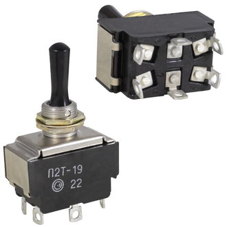 П2Т-19 on-off-on, 6A(Ампер) 250V(Вольт) Тумблер двухполюсный, пайка, АГ0.360.406ТУ, фото