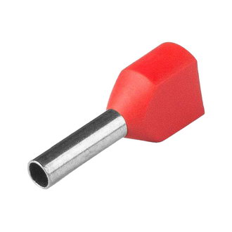 НШВИ(2) (DTE01010) 1.0-10 10mm, 1mm² Наконечник штыревой втулочный двойной изолированный, красный, фото