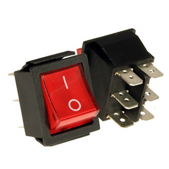 IRS-202-1C on-on, 15A 250V Переключатель клавишный (красный), фото
