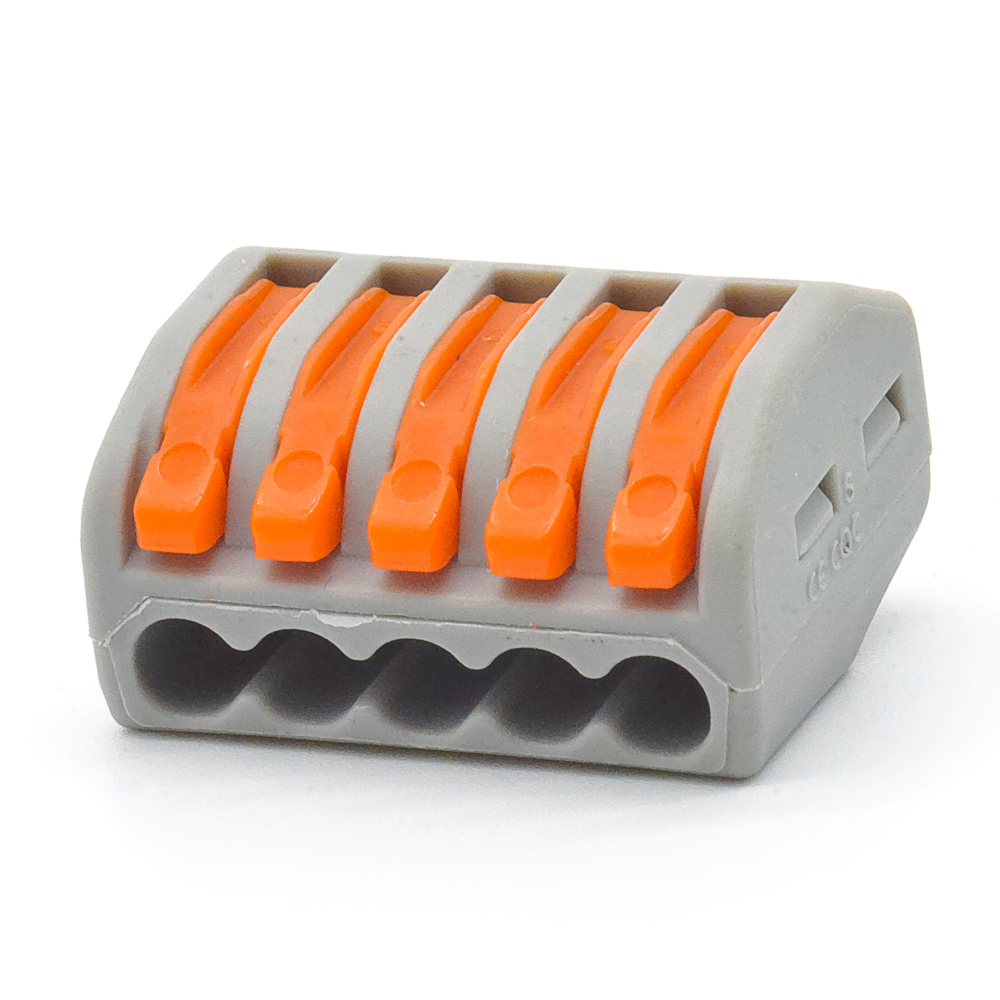 222-415 32A(Ампер) 250V(Вольт) 5 контактов Клеммник зажимной соединительный, на провод (аналог WAGO), RUICHI, фото