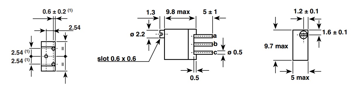 T93YB502 (3296) 0,5W(Ватт) 5kΩ(кОм)-А±10% Резистор подстроечный многооборотный, фото