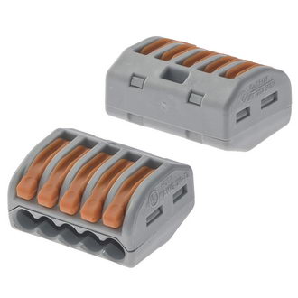 222-415 32A(Ампер) 400V(Вольт) 5 контактов Клеммник зажимной соединительный, на провод, WAGO, фото