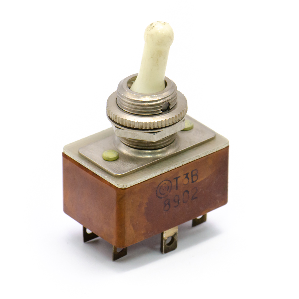 Т3-В on-on, 6A(Ампер) 250V(Вольт) Тумблер двухполюсный, пайка, ВР0.360.007 ТУ, декоративная гайка, фото