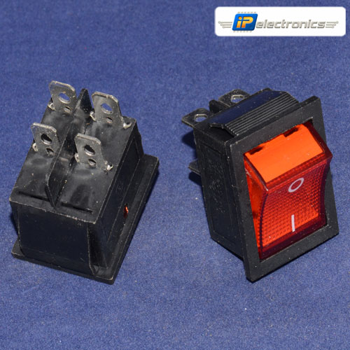 IRS-201-2C on-off, 15A 250V Переключатель клавишный (красный), фото