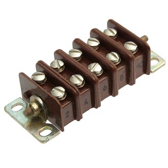 3ПС19-10 10 контактов, шаг 9,5mm, 10A(Ампер) 600V(Вольт) Плата соединительная, карболит ГОСТ 28821-90, фото