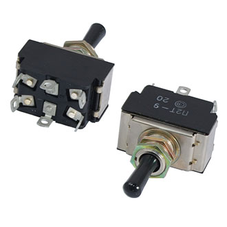 П2Т-9 (on)-off-on, 6A(Ампер) 250V(Вольт) Тумблер двухполюсный, пайка, АГ0.360.406ТУ, 2021г, фото