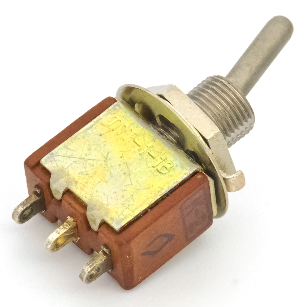П1Т-1-1В on-on, 5A(Ампер) 250V(Вольт) Микротумблер однополюсный, пайка, ОЮ0.360.028ТУ, 1991г, фото