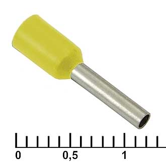 DN01008 (НШВИ 1-8) 8mm, 1mm² yellow Наконечник штыревой втулочный изолированный, фото