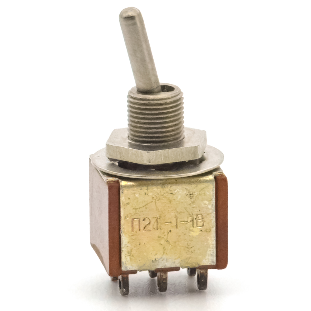 П2Т-1-1В on-on, 5A(Ампер) 250V(Вольт) Микротумблер двухполюсный, пайка, ОЮ0.360.028ТУ, 2008г, фото