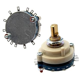 RCL371-1-1-12-16F 12 положений 1 направление 0,5A(Ампер) 30V(Вольт) вал 16mm (F - гладкий сплошной с прямой лыской) Переключатель галетный., фото