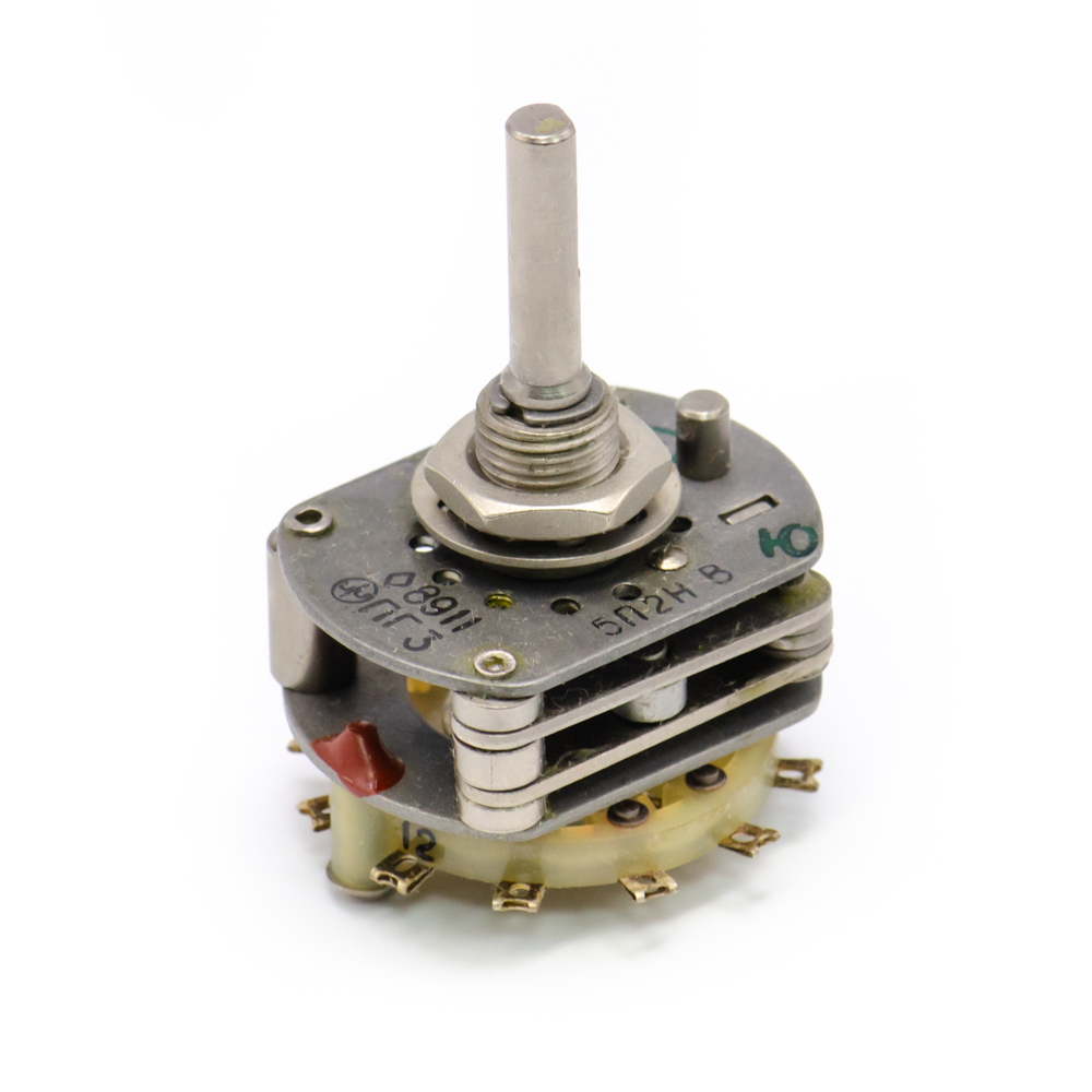 ПГ3-5П2НВ 5 положений 2 направления 0,5A(Ампер) 250V(Вольт) вал ВС-3 (сплошной с прямой лыской) Переключатель галетный, ОЮ0.360.048ТУ, фото