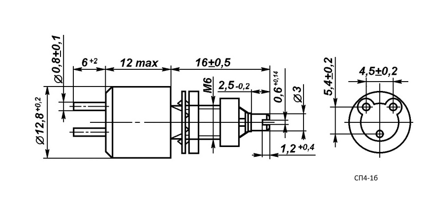 СП4-1б 0,5W(Ватт) 3,3kΩ(кОм)-А±20% ВС2-16(под шлиц) Резистор однооборотный, фото