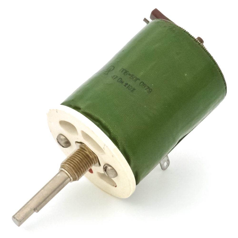 ППБ-50Г 50W(Ватт) 47kΩ(кОм)-А±10%, Г-ВС3(с прямой лыской) Резистор переменный (потенциометр), фото