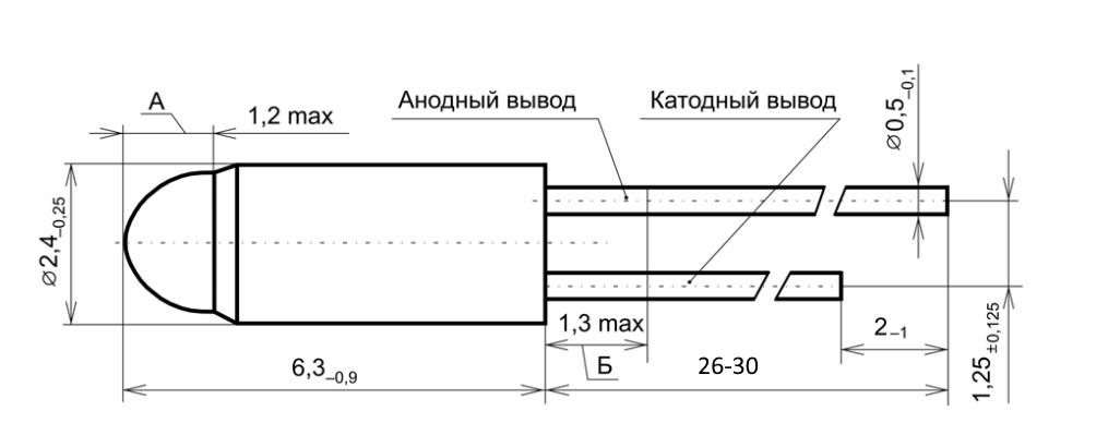 АЛ115А Светодиод инфракрасный Ø 2,4mm 2V(Вольт) 8,7mW(Милливатт) 50mA(Миллиампер) 120градусов, аА0.336.168ТУ, фото